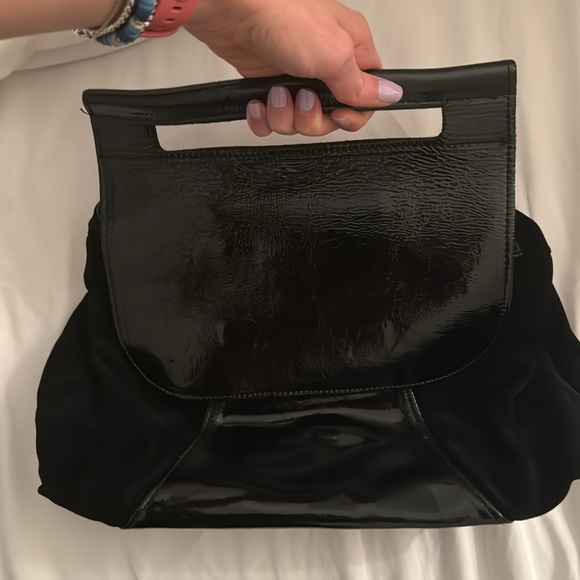 Jas M.B. London clutch with handle patent leather and suede black - Picture 3 of 7